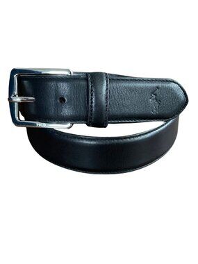 knee length dresses for ladies Men's Silver Buckle Leather Belt Black Full Grain / 36